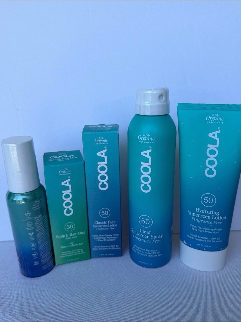 COOLA Spf 50 bundle of 5 products for a discounted price. NEW! (face+hair+body)